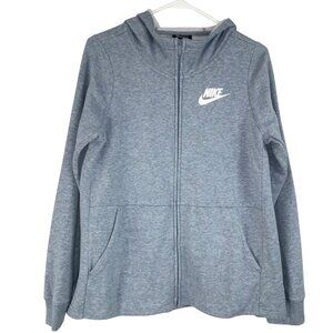 Nike Blue Heather Long Sleeve Hooded Zip Up Sweater Size XL w/Pockets